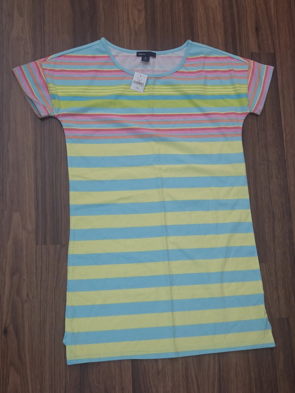 GAP Girls Striped Tee Dress in Yellow, Blue & Pink